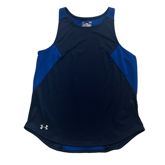 Women’s Under Armour racerback dri fit workout tank Navy & royal blue large - Picture 1 of 6